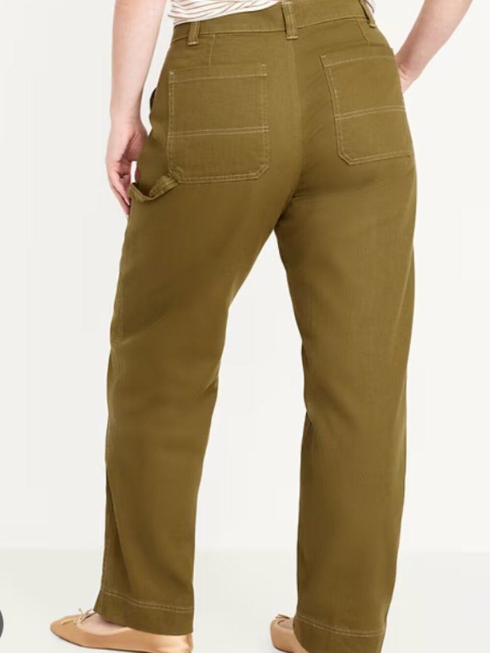 Old Navy High-Waisted Utility Pants Hammer Loop Satin Moss Green Women's Size 8 - Picture 3 of 6